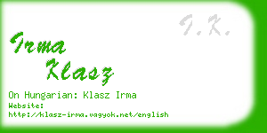 irma klasz business card